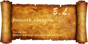 Bencsik Loretta névjegykártya